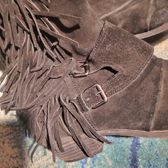 EUC KNEE HIGH FRINGE BOOTS SZ 10 - Picture 8 of 12